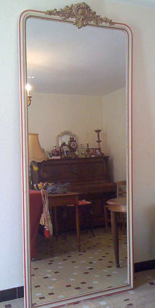 antique tall french crested mirror